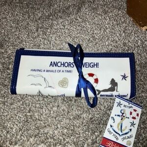 Brighton Nautical Themed Jewelry Clutch Blue Tie Accents